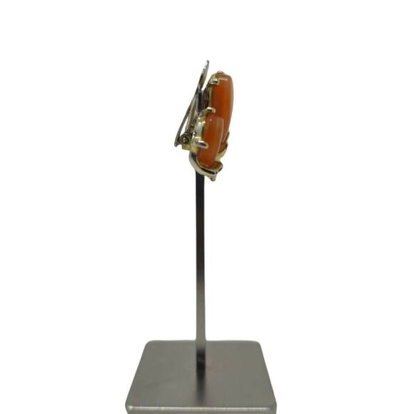 Peach and Gold Leaf Clip-On Earrings - Picture 2 of 5